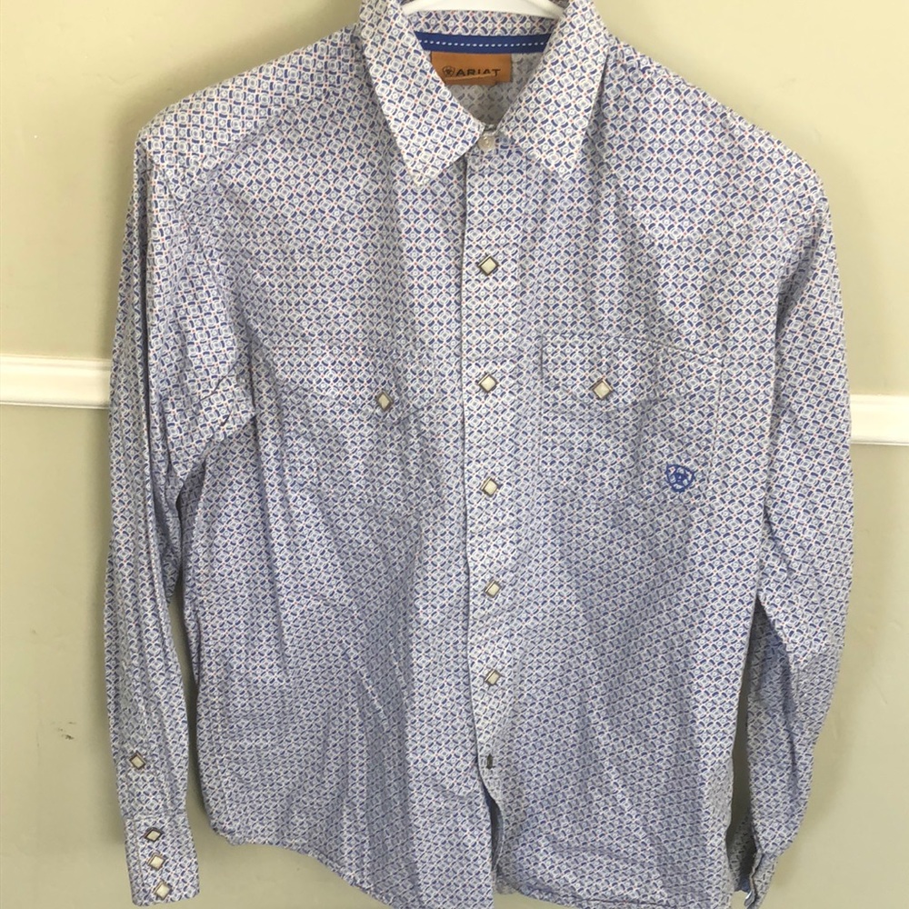 Ariat snap front blue pattern